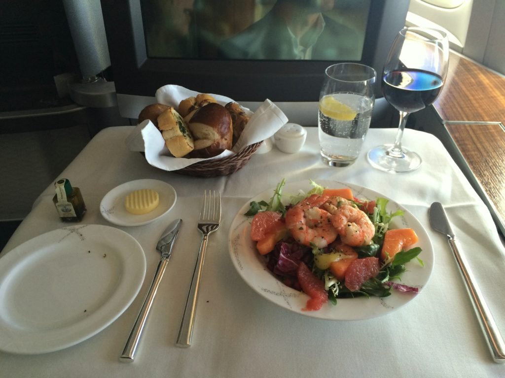 Almuerzo de primera clase Cathay Pacific
