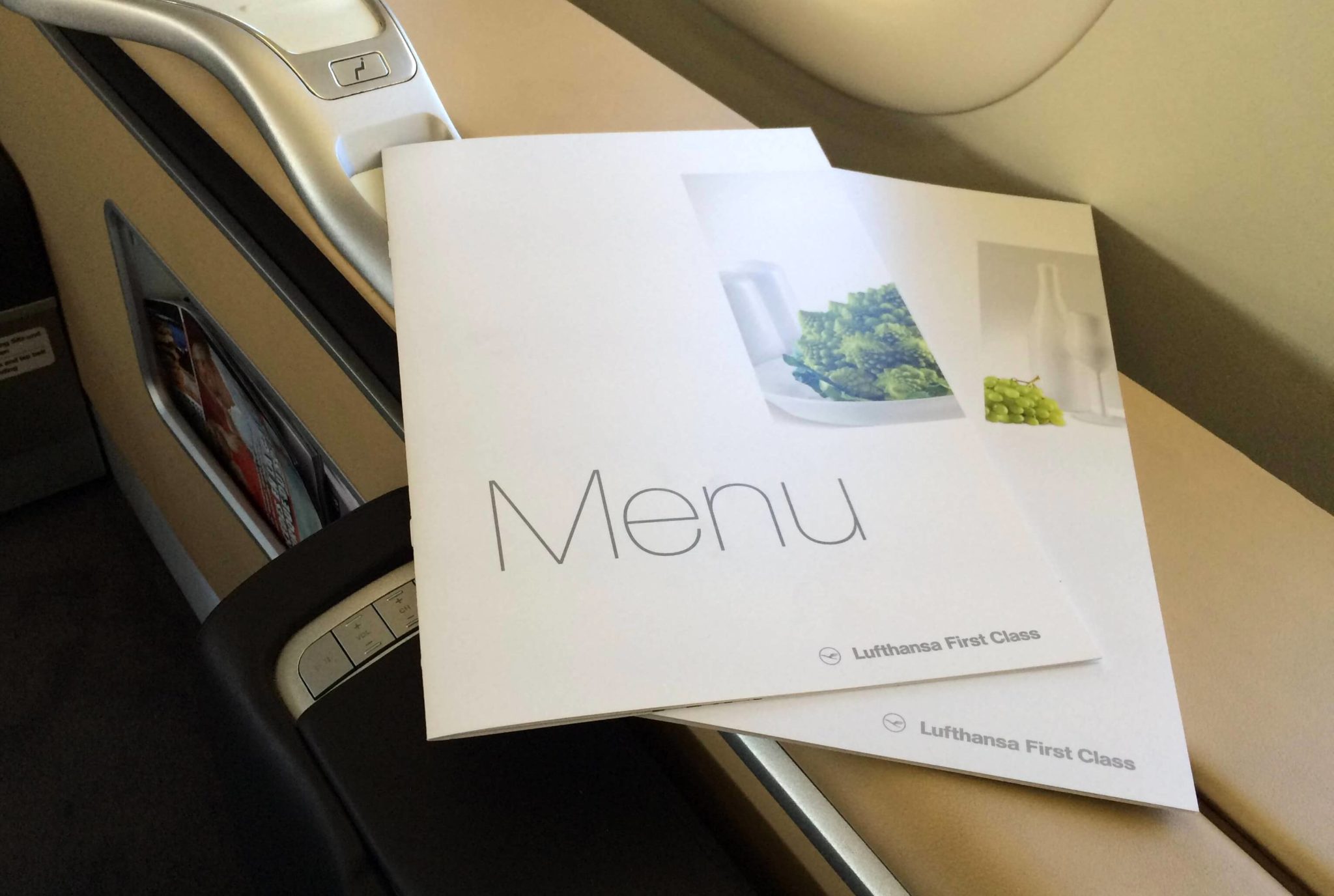 Menú y carta de vinos, Lufthansa first class