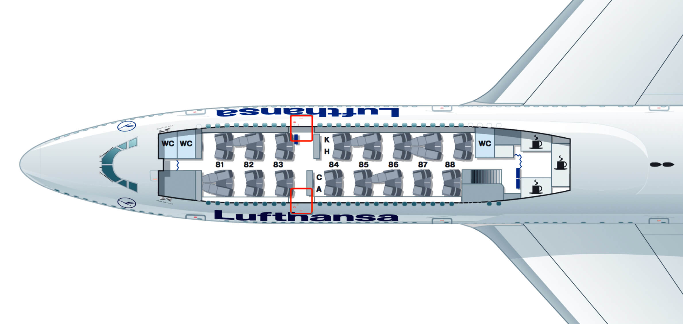 Mapa de asientos lufthansa 747