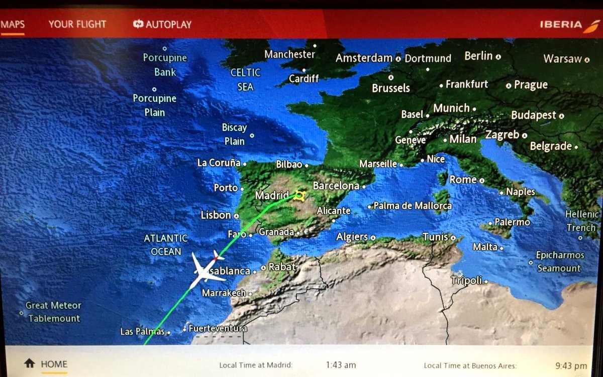 Mapa del sistema de entretenimiento Iberia
