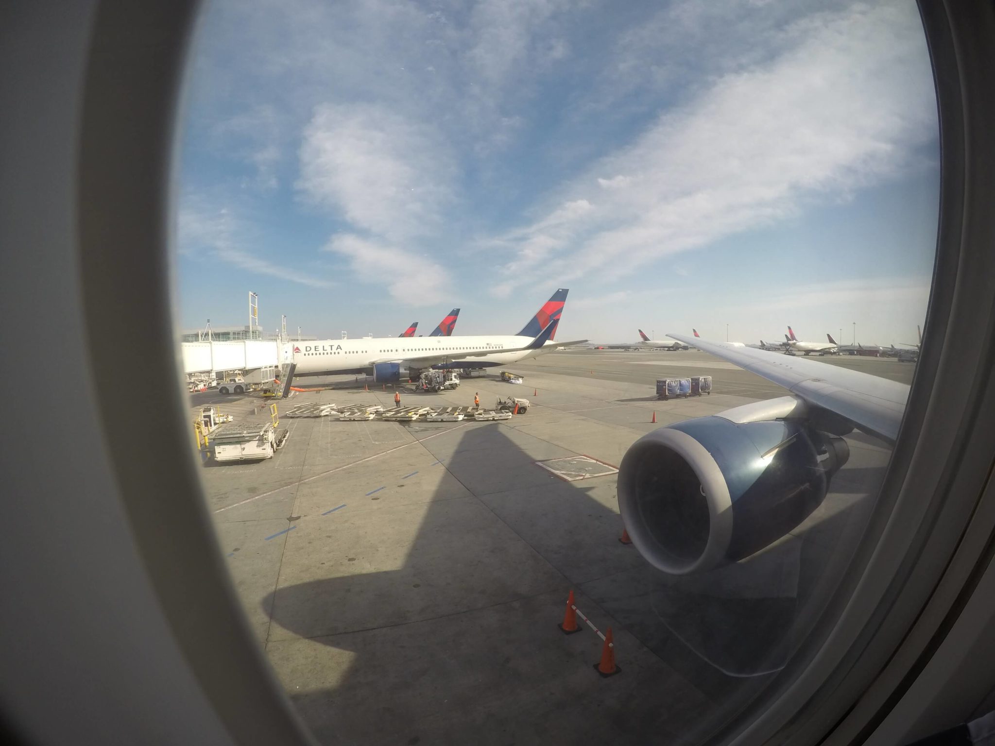 A bordo del Boeing 767 de Delta en el aeropuerto JFK de New York