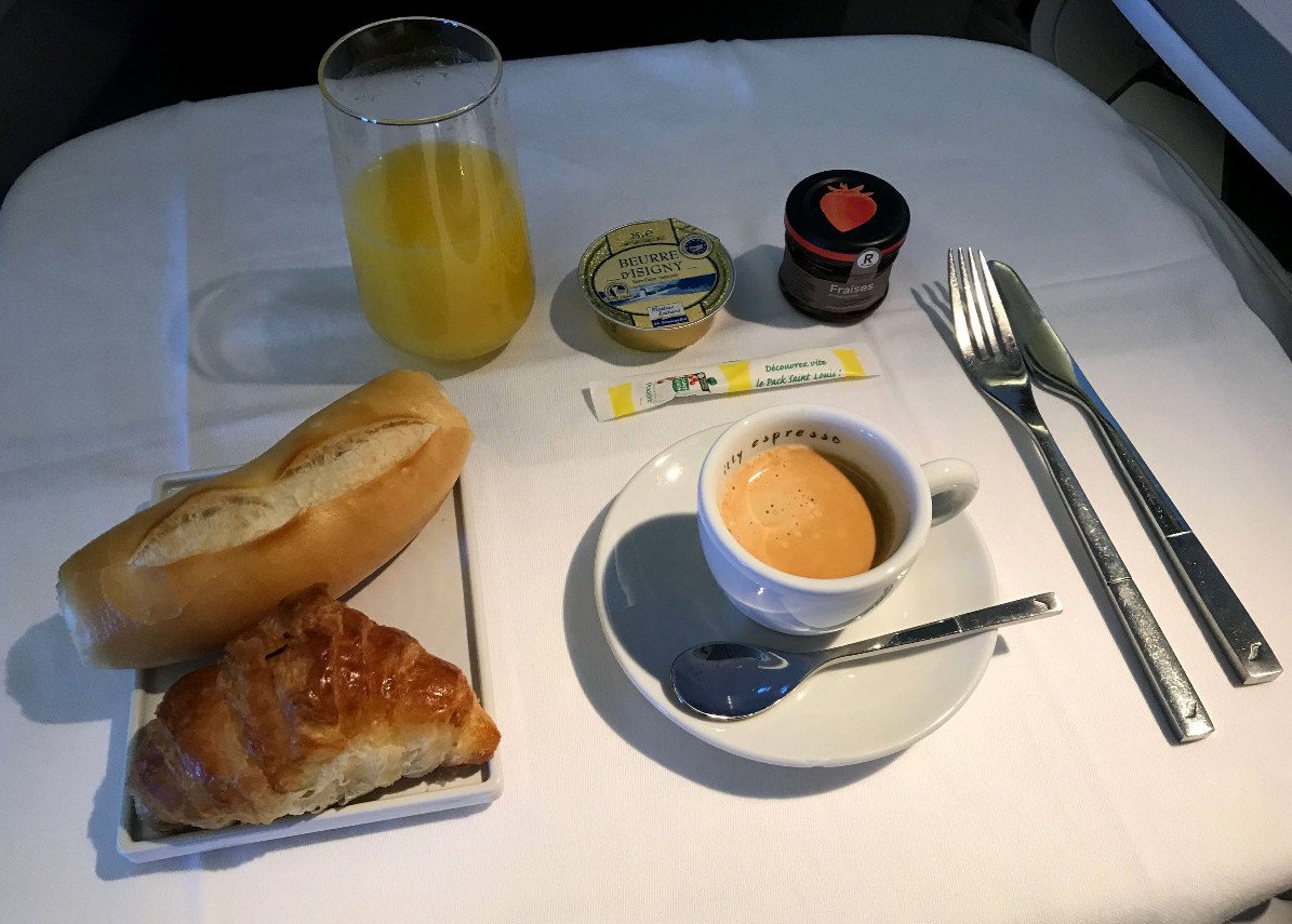 Desayuno business class Air France EZE-CDG