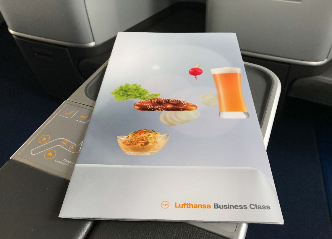Menú Business Class Lufthansa Münich-Toronto