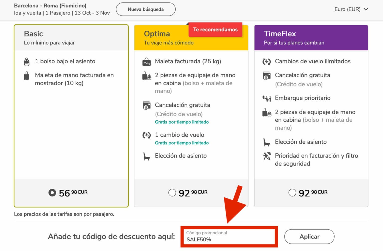 Código de Descuento de Vueling 50 en Todas sus Rutas!